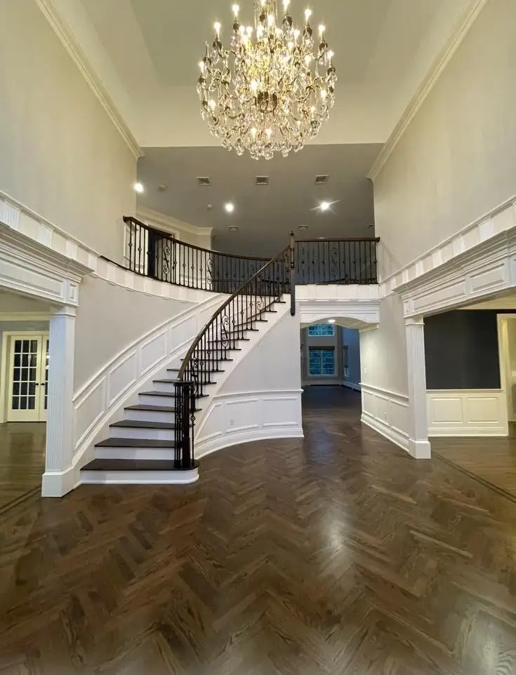 Hardwood Flooring with stairs on it