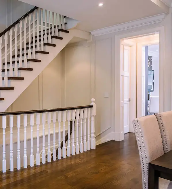 Hardwood Flooring with stairs on it